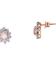 10K TT Morganite Halo Studs