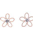 10K RG White Topaz Flower Earrings