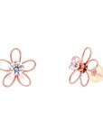 10K RG White Topaz Flower Earrings