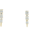 14K 1.50 CT Lab Grown Diamond Three Stone Hoops