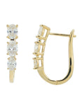 14K 1.50 CT Lab Grown Diamond Three Stone Hoops