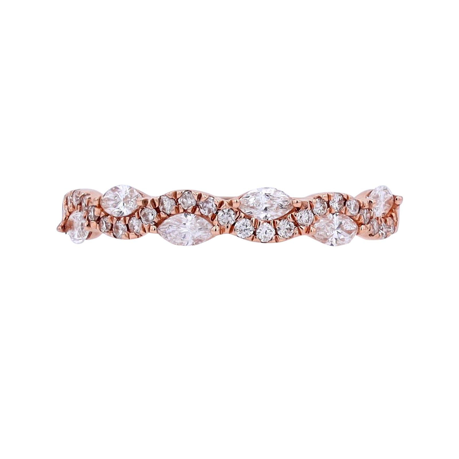 14K RG .50 CTW Diamond Wavy Band