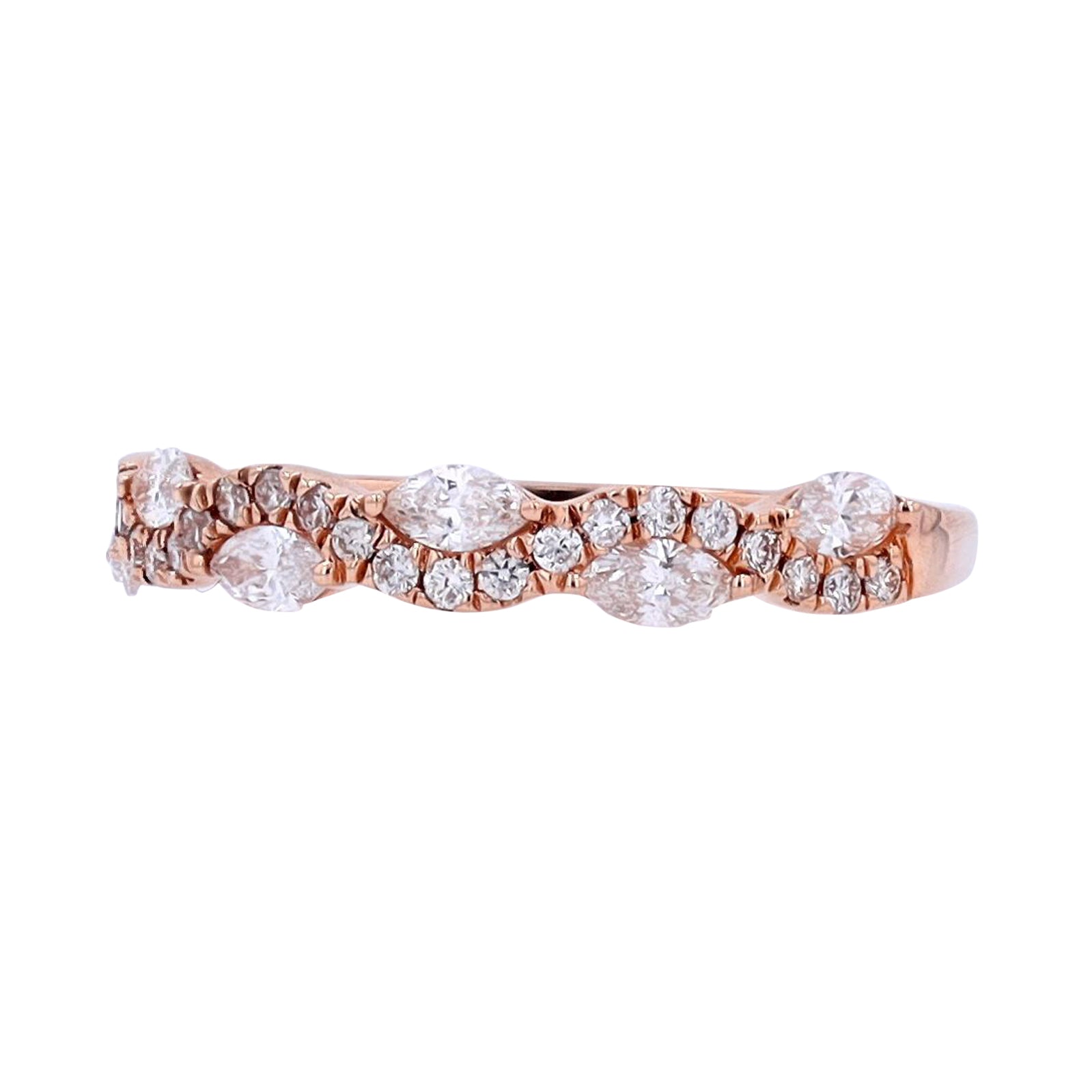 14K RG .50 CTW Diamond Wavy Band