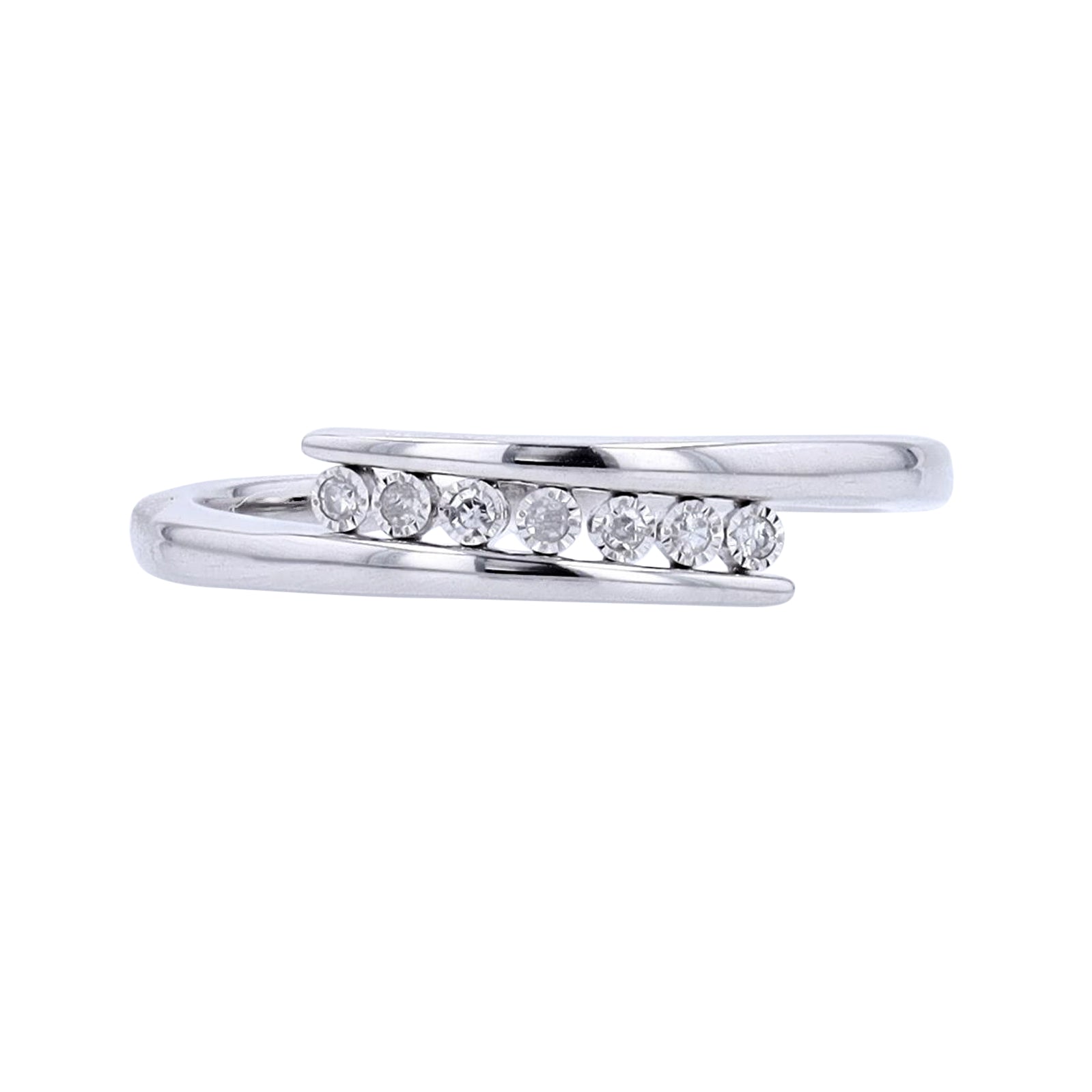 14K WG .05 CTW Diamond Bypass Band