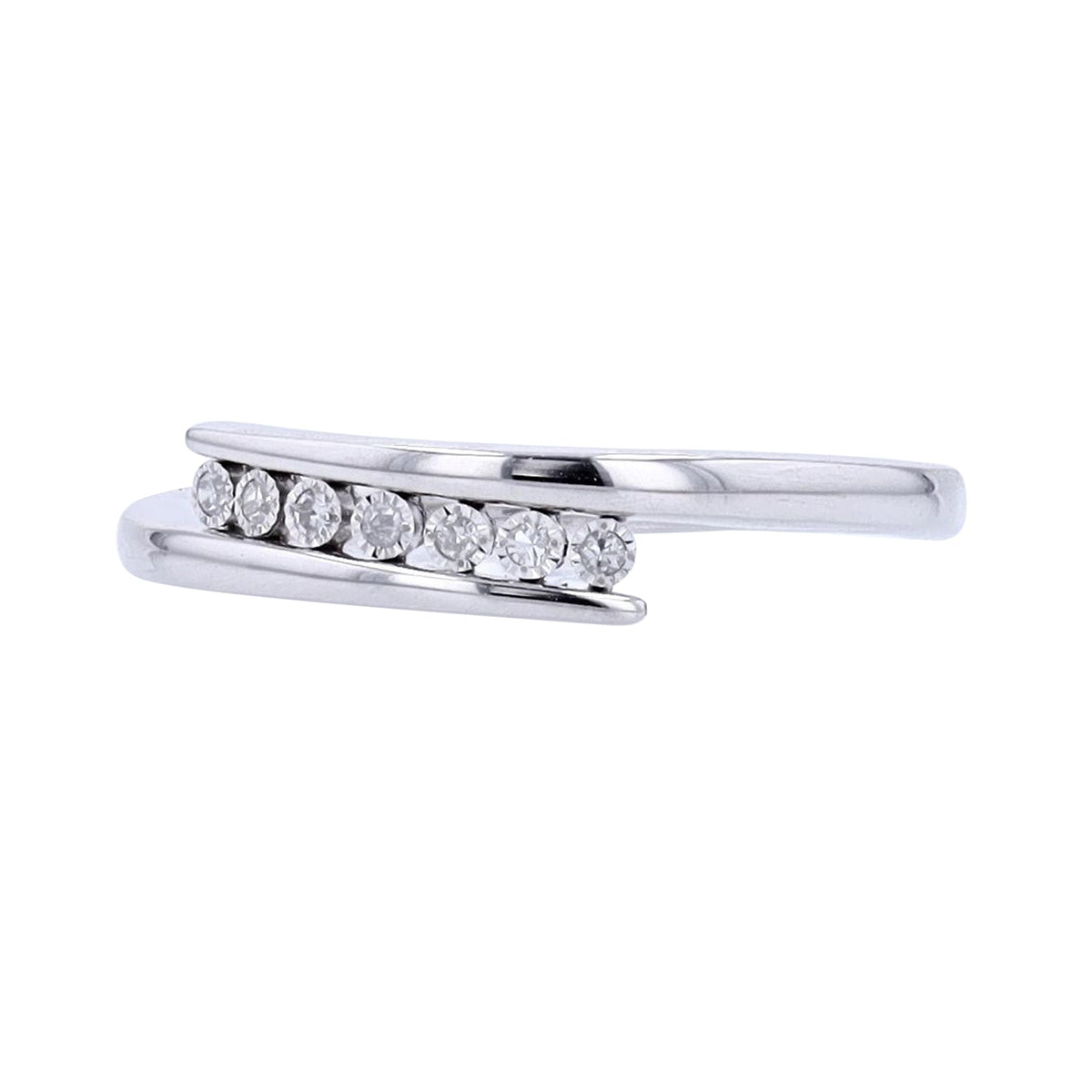 14K WG .05 CTW Diamond Bypass Band