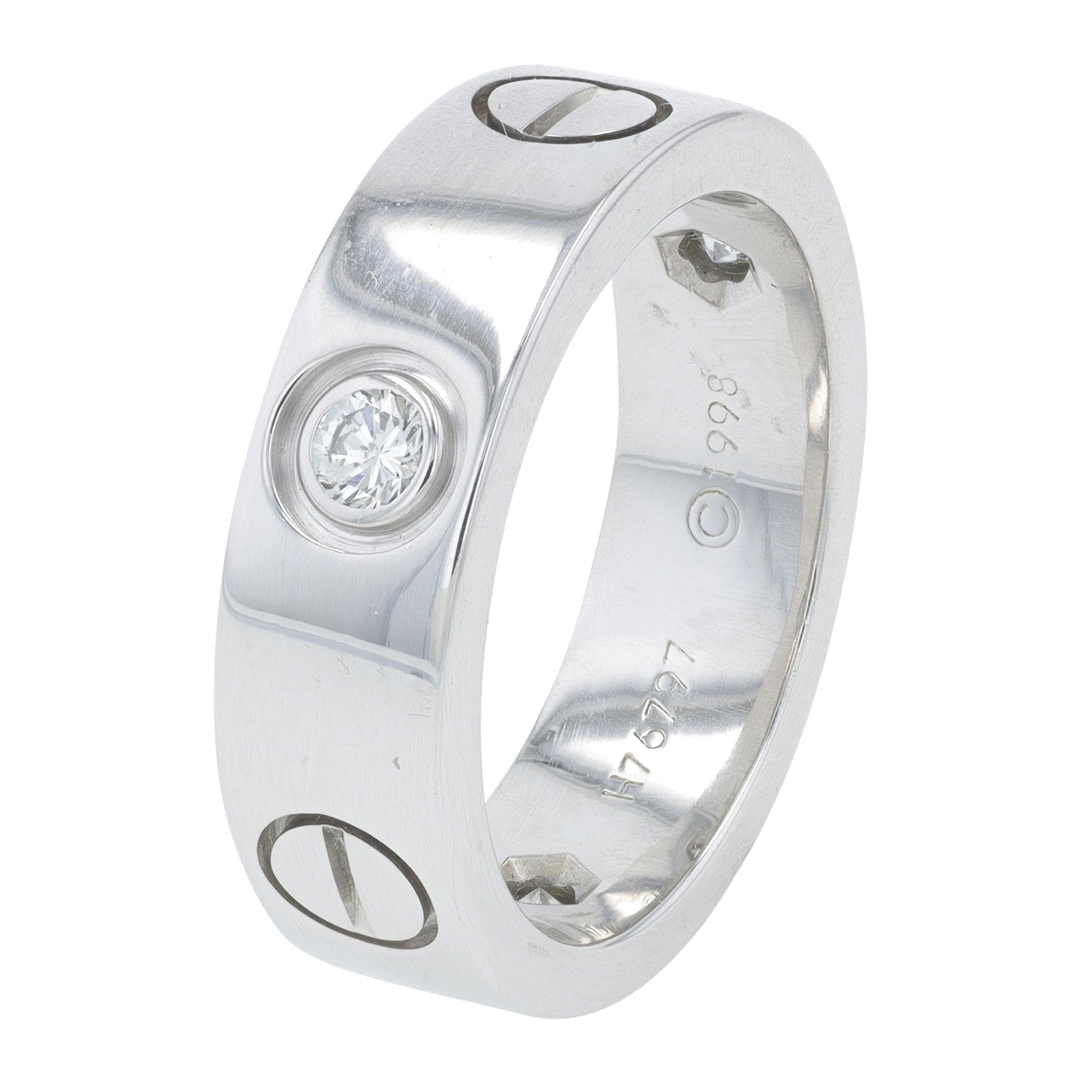 18K WG Cartier 3-Diamond Love Band