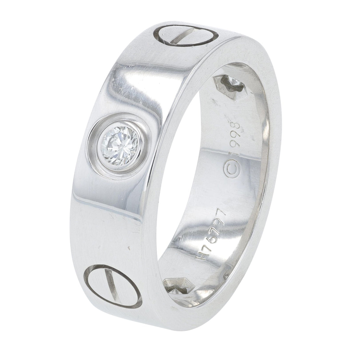 18K WG Cartier 3-Diamond Love Band