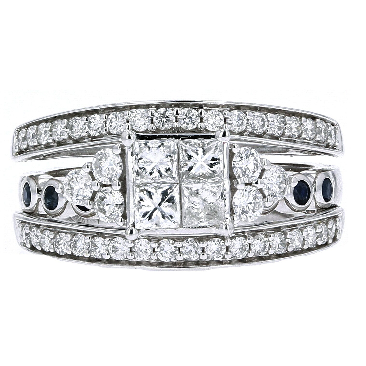 14K WG Sapphire & Diamond Bridal Set