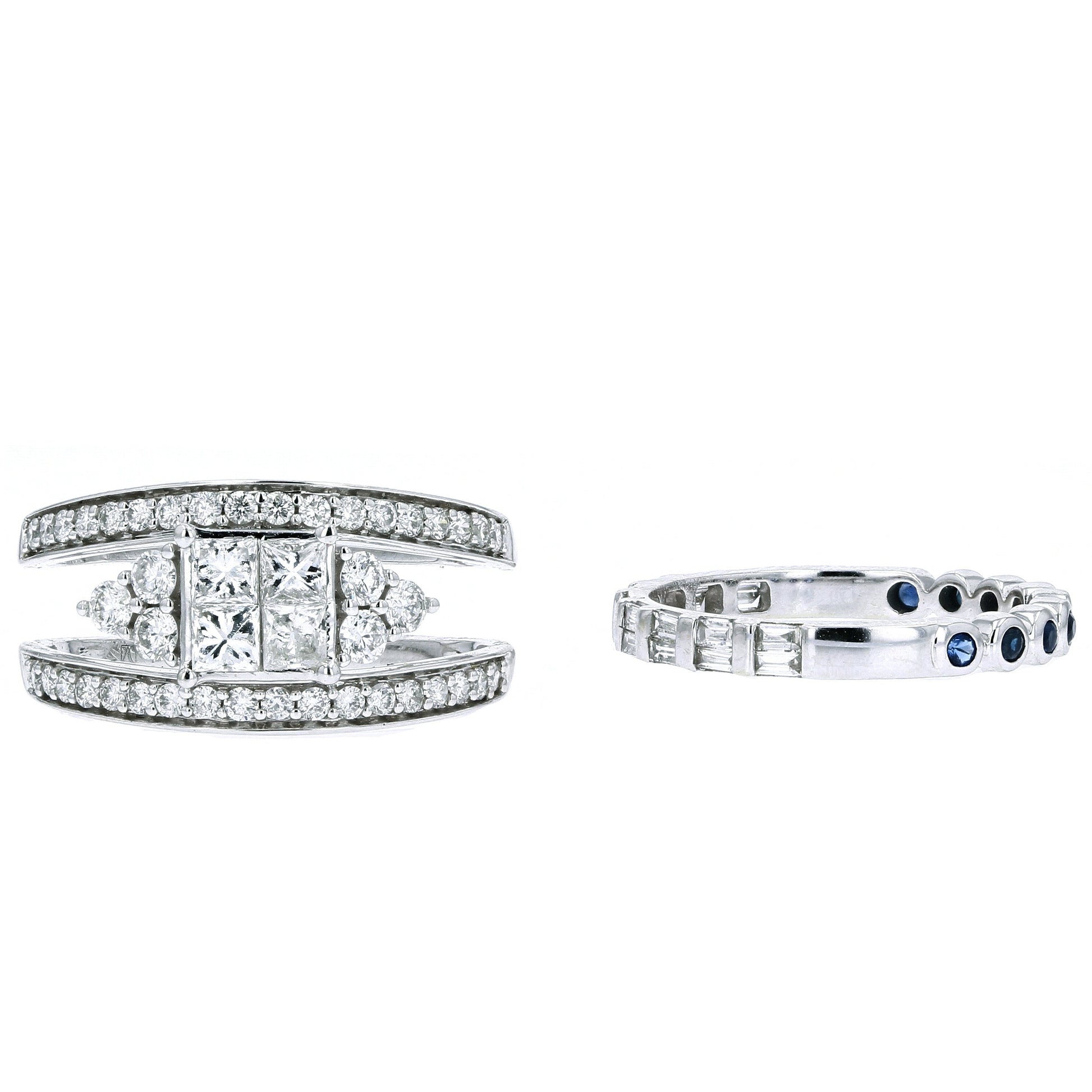 14K WG Sapphire & Diamond Bridal Set