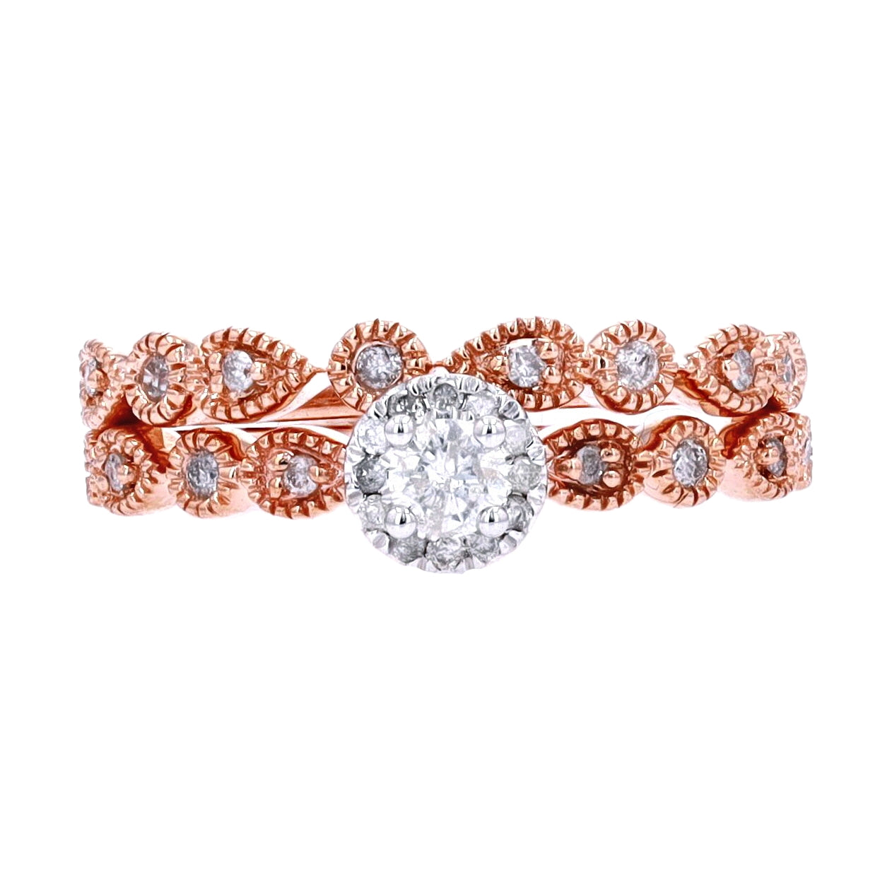 10K RG .33 CT Diamond Bridal Set