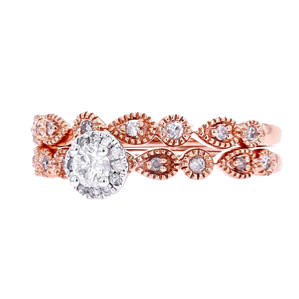 10K RG .33 CT Diamond Bridal Set