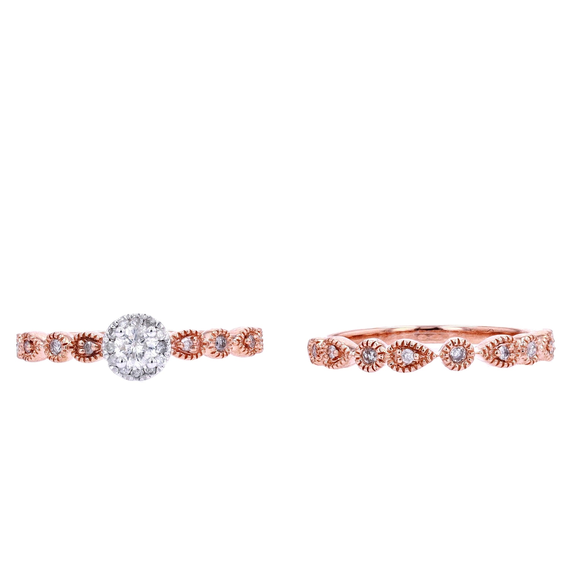 10K RG .33 CT Diamond Bridal Set