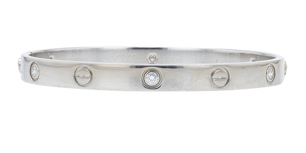 18K WG Cartier 6-Diamond Love Bangle Size 18 <p><strong>Comes with Screwdriver</p></strong>