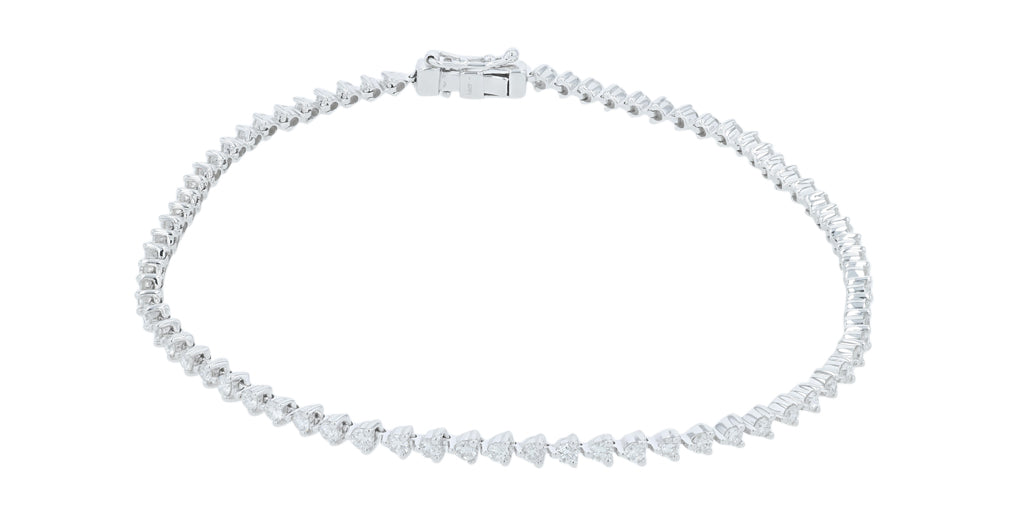 14K WG 1.60 CT Straight Link 3-Prong Diamond Bracelet