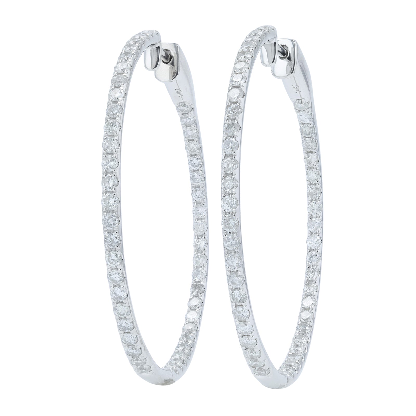 14K 3 CT Diamond Inside-Out Hoops<p><strong>More Colors Available</p></strong>