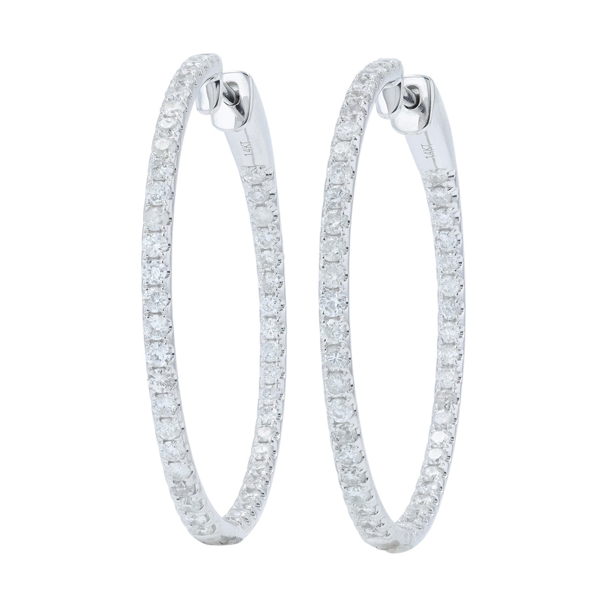14K 2 CT Diamond 1.25" Inside-Out Hoops<p><strong>More Colors Available</p></strong>