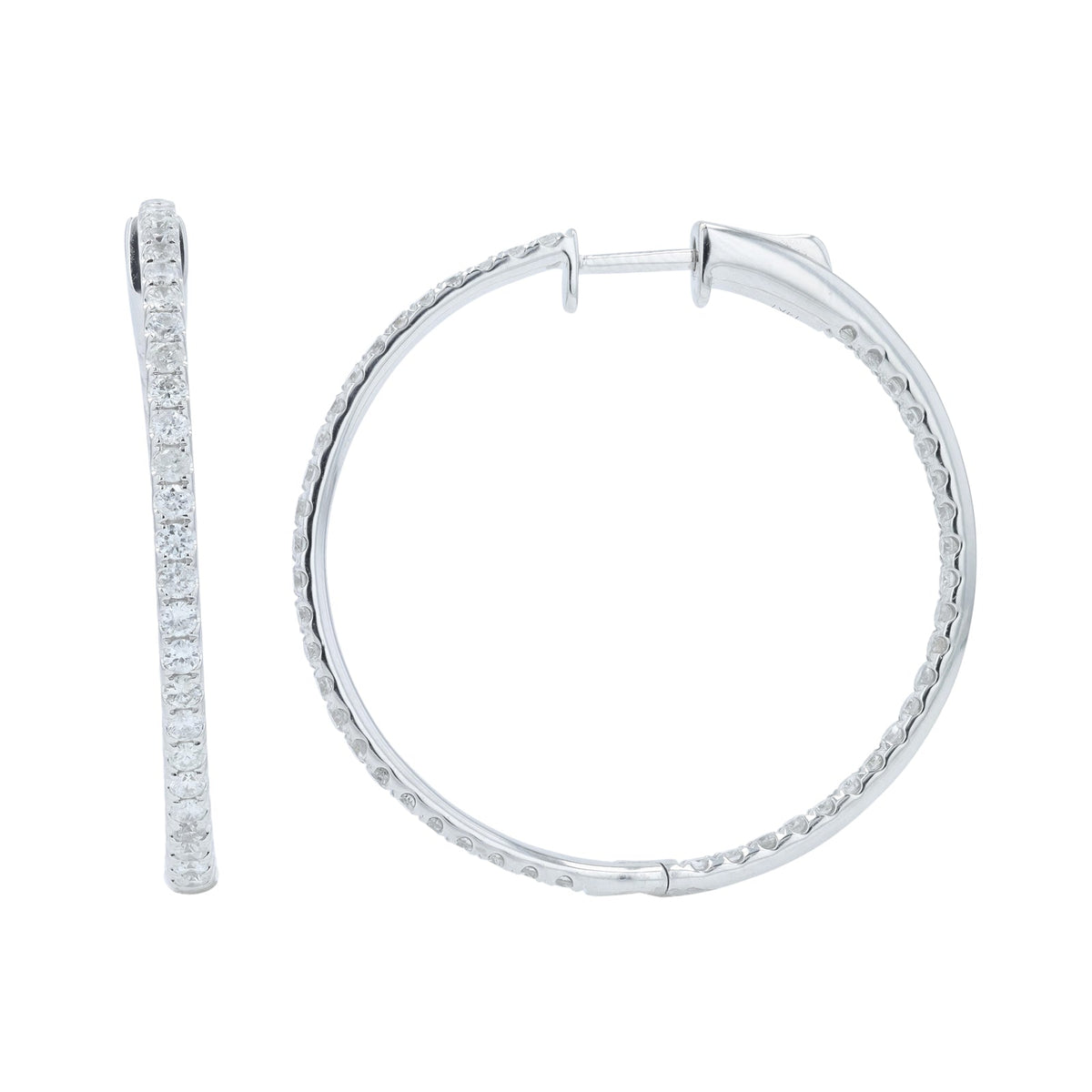 14K 2 CT Diamond 1.25" Inside-Out Hoops<p><strong>More Colors Available</p></strong>