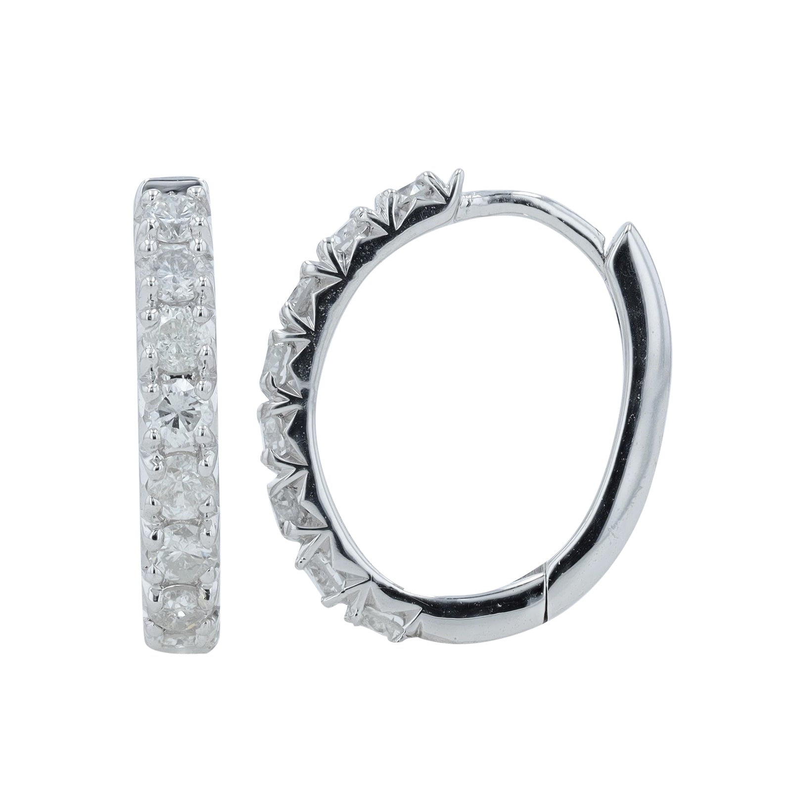 14K WG 0.70 CT Diamond Hoops