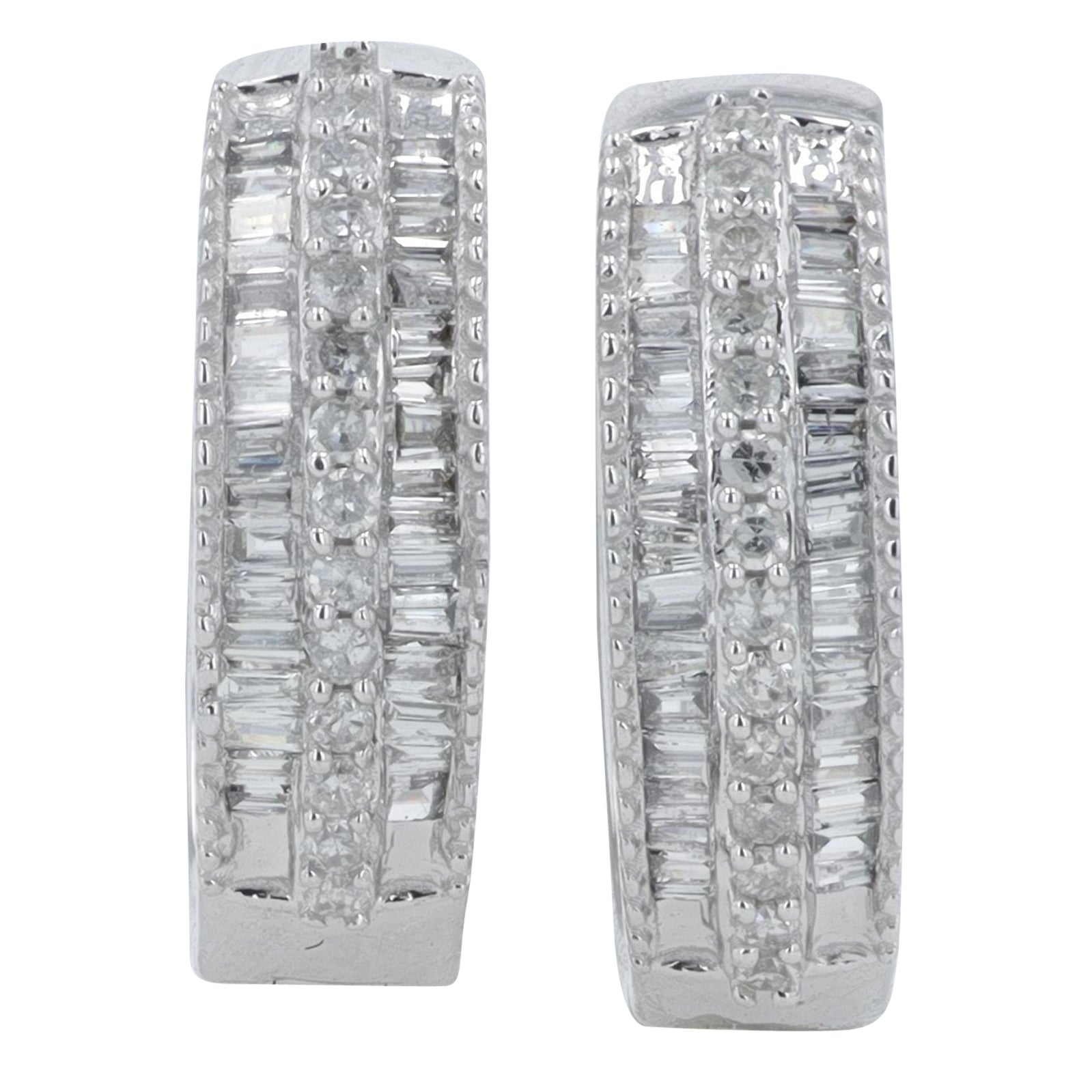 14K WG 1/4 CT Diamond Hoops