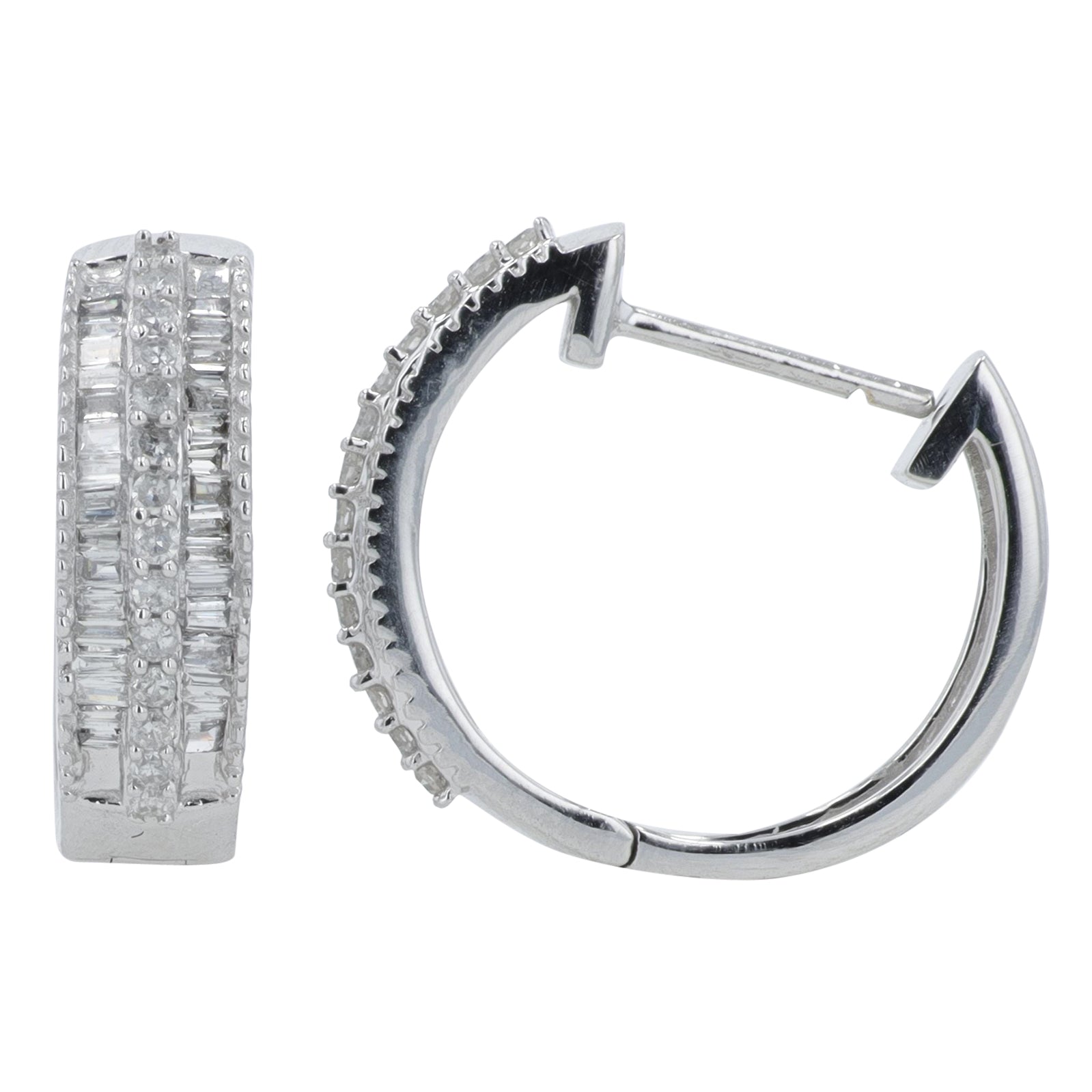 14K WG 1/4 CT Diamond Hoops
