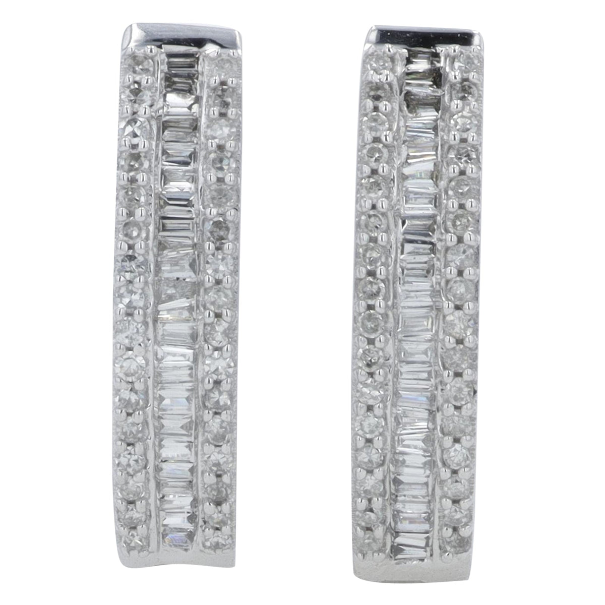 14K WG 1/2 CT Diamond Hoops