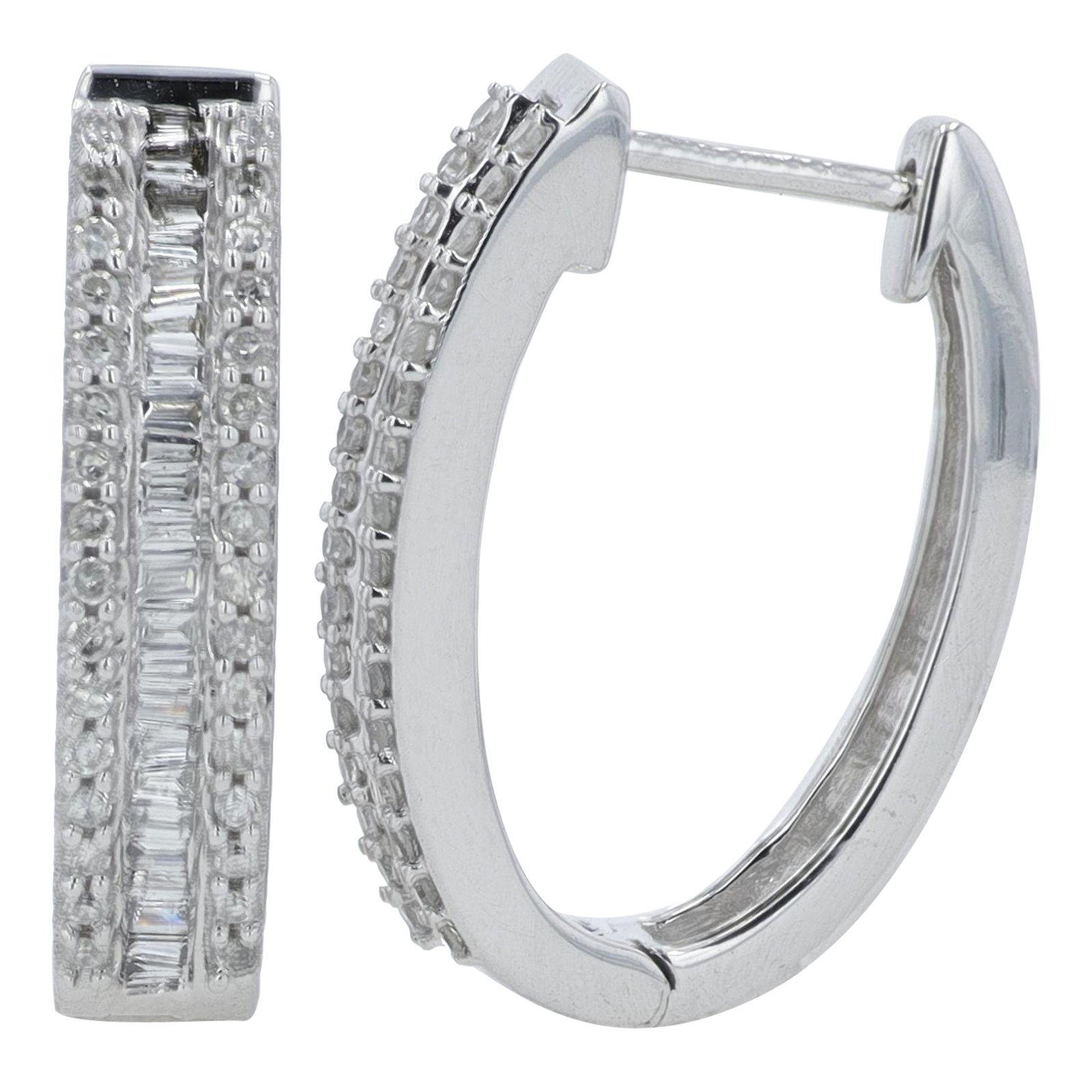 14K WG 1/2 CT Diamond Hoops