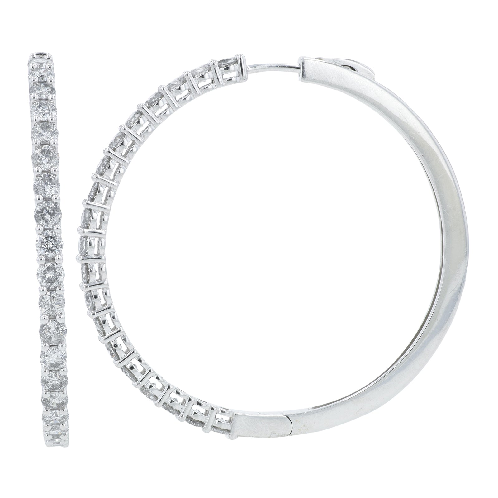 14K WG 3 CT Diamond Hoops