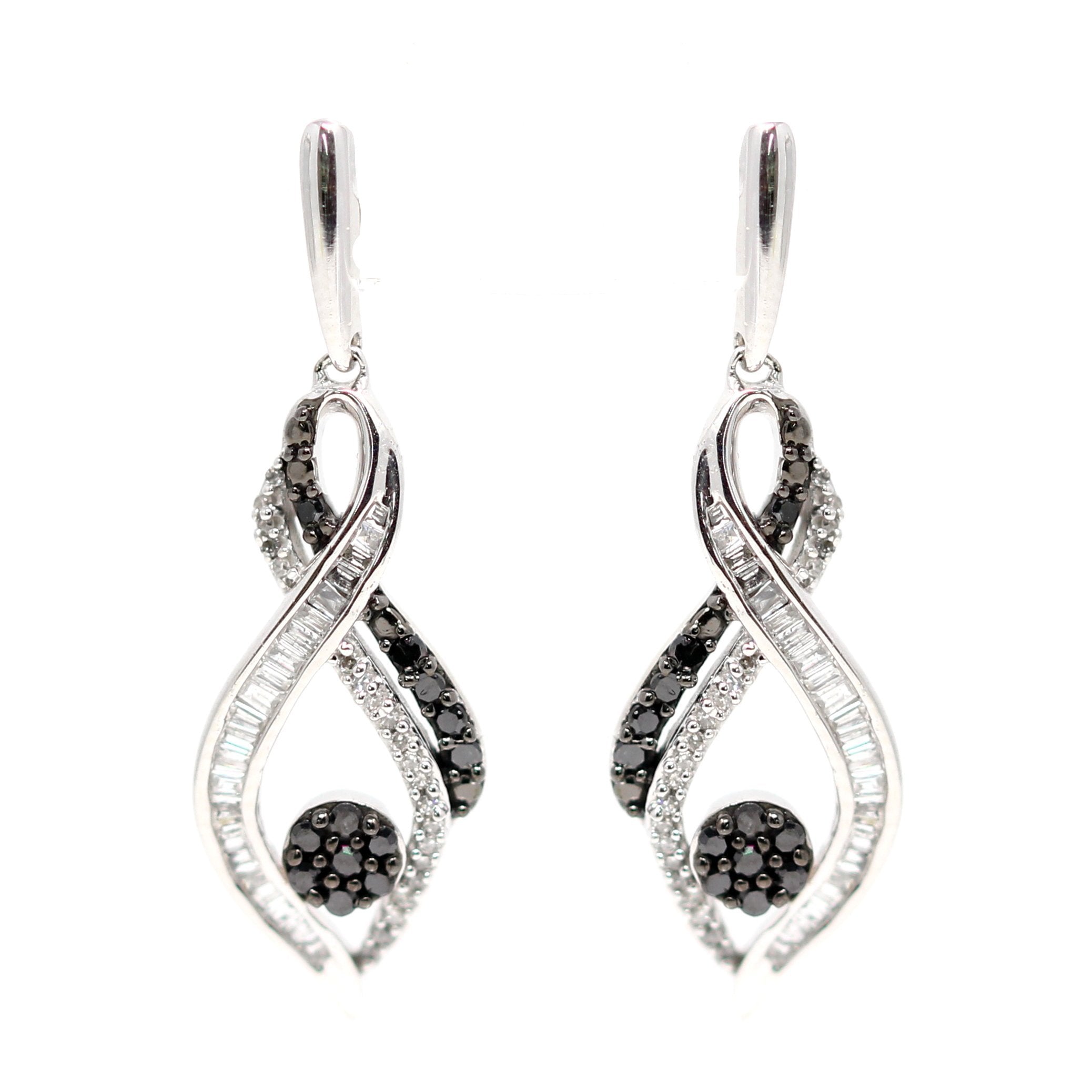 10K WG Black & White Diamond Earrings