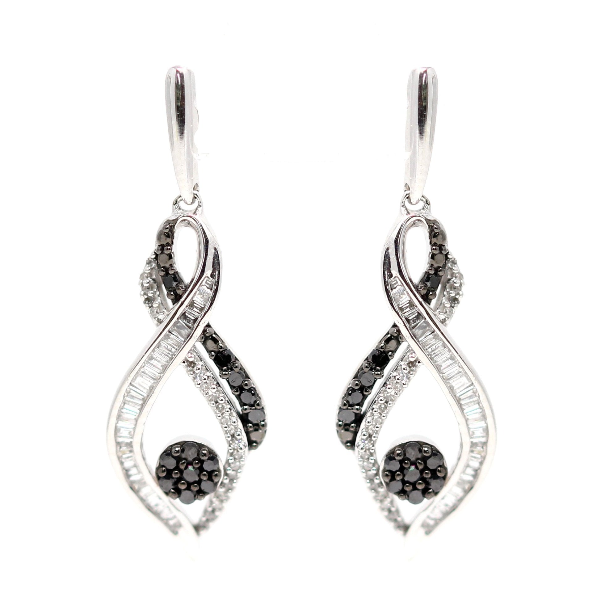 10K WG Black & White Diamond Earrings
