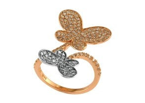 14K TT Diamond Butterfly Ring