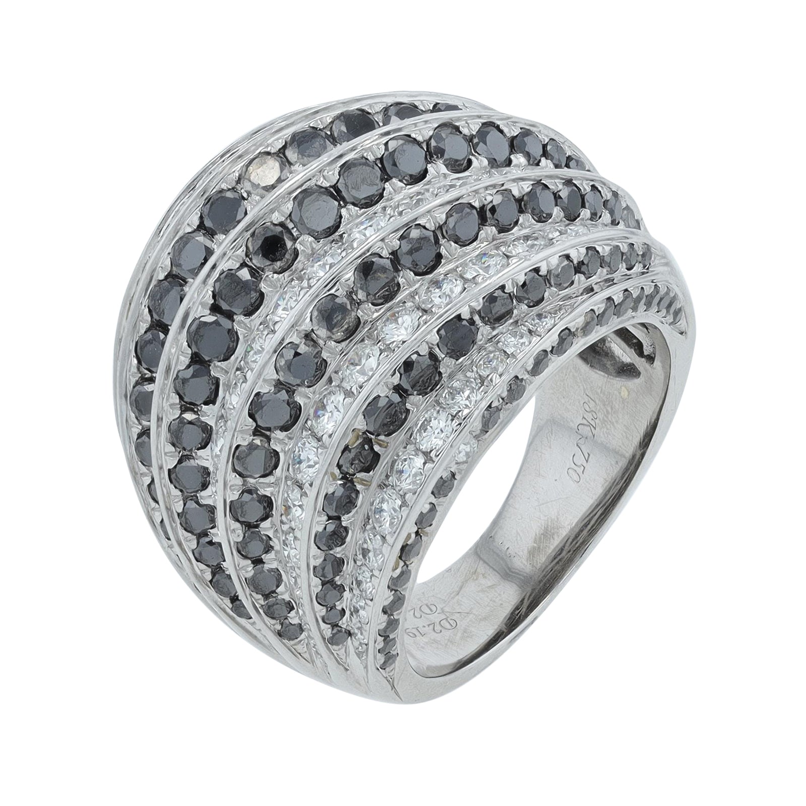 18K WG 4.22 CT Black & White Diamond Ring