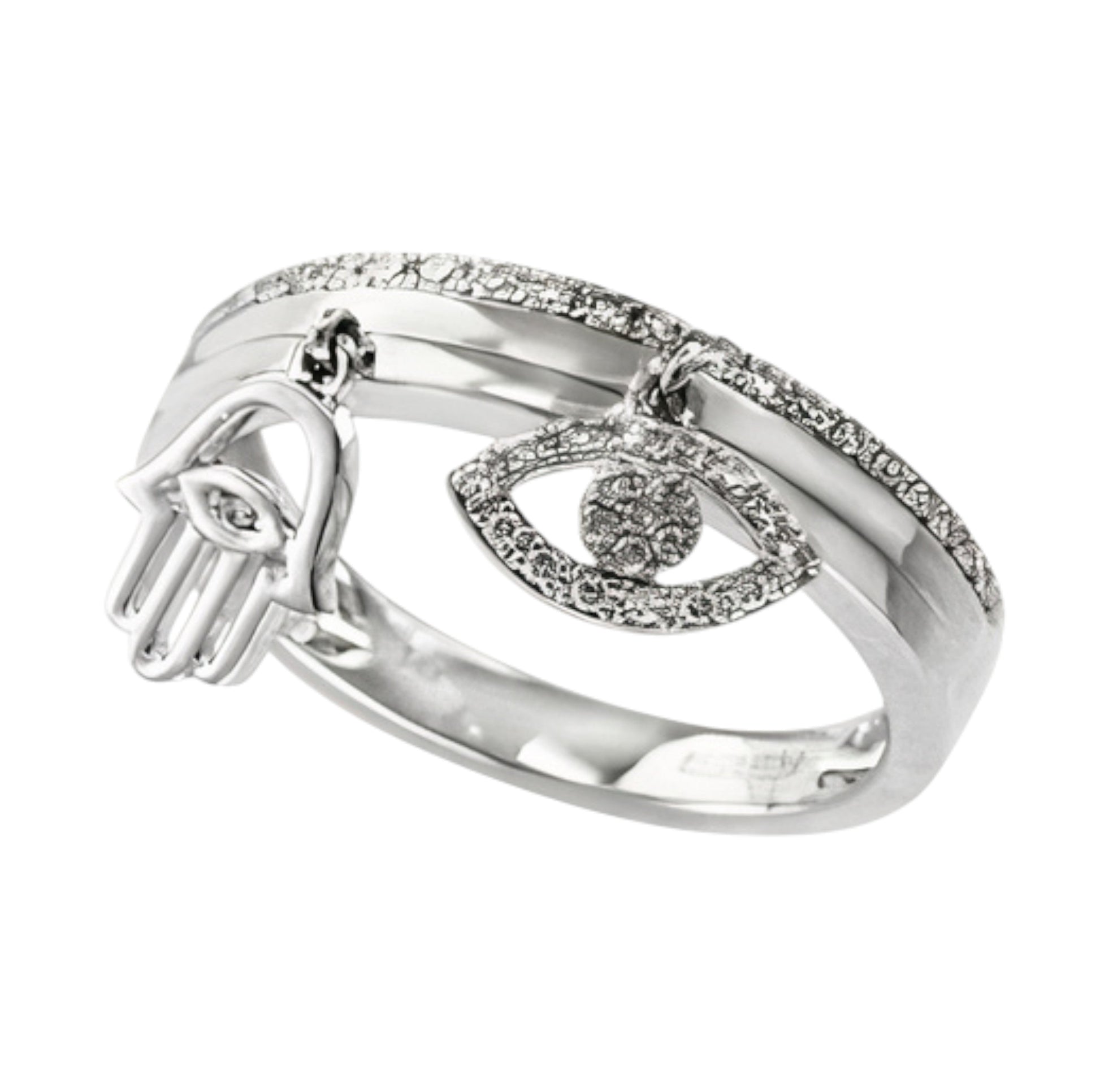 14K EFFY WG 0.23 CT Diamond Charm Ring