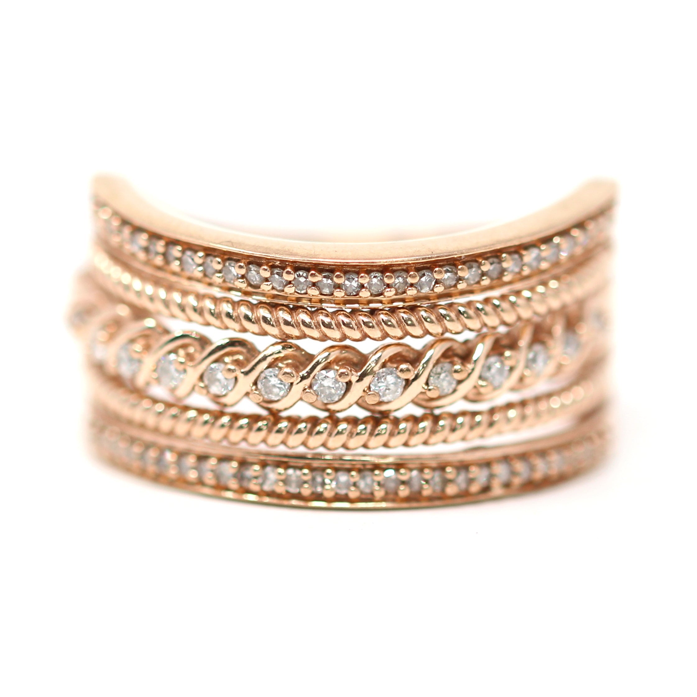 10K RG Textured Diamond Band