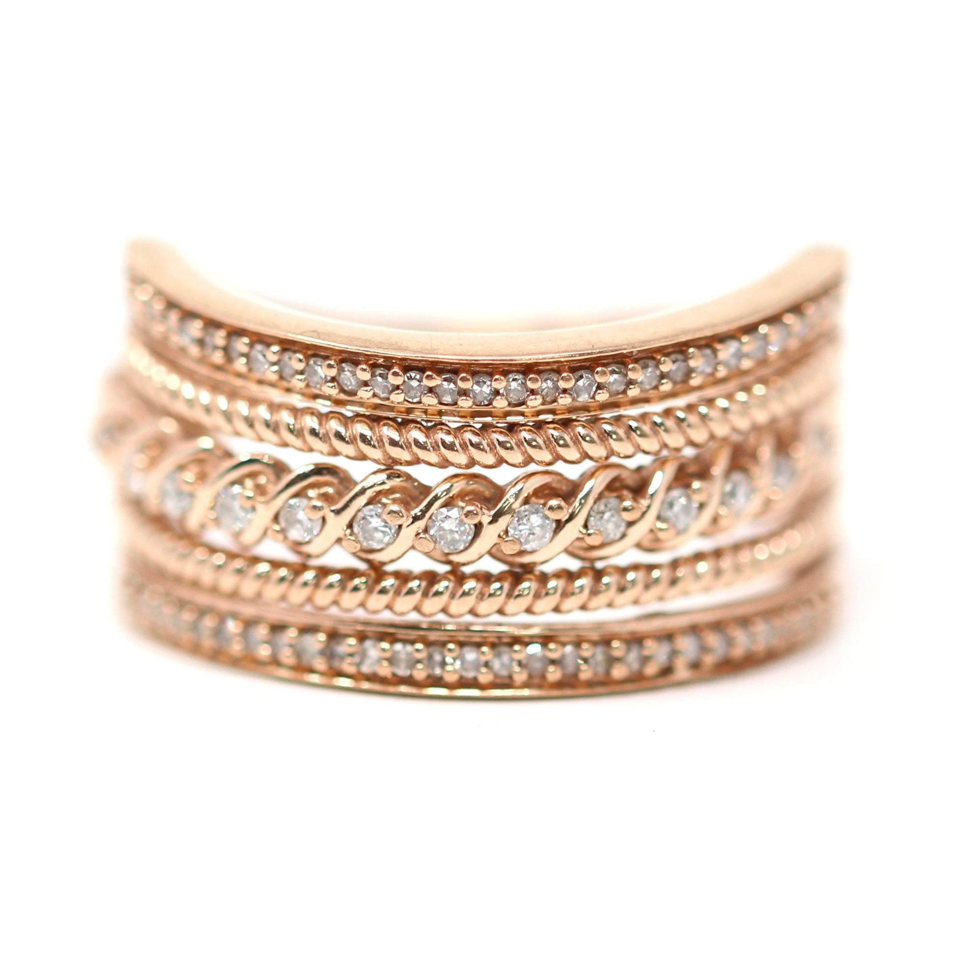 10K RG Textured Diamond Band