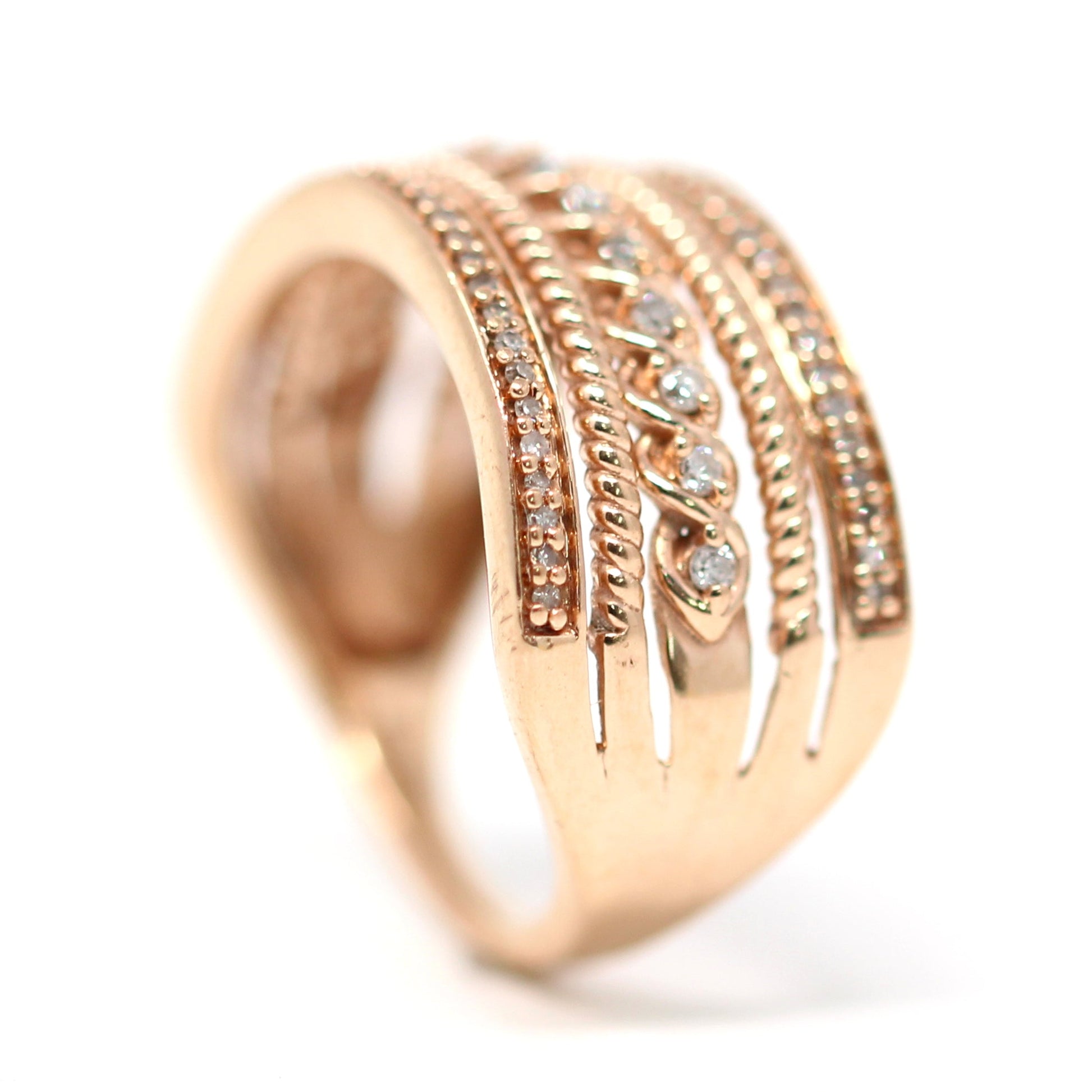 10K RG Textured Diamond Band