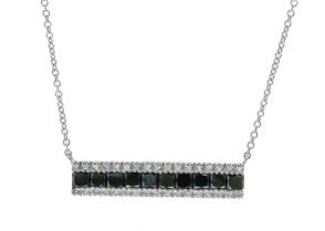 14K WG EFFY Black Diamond Bar Necklace