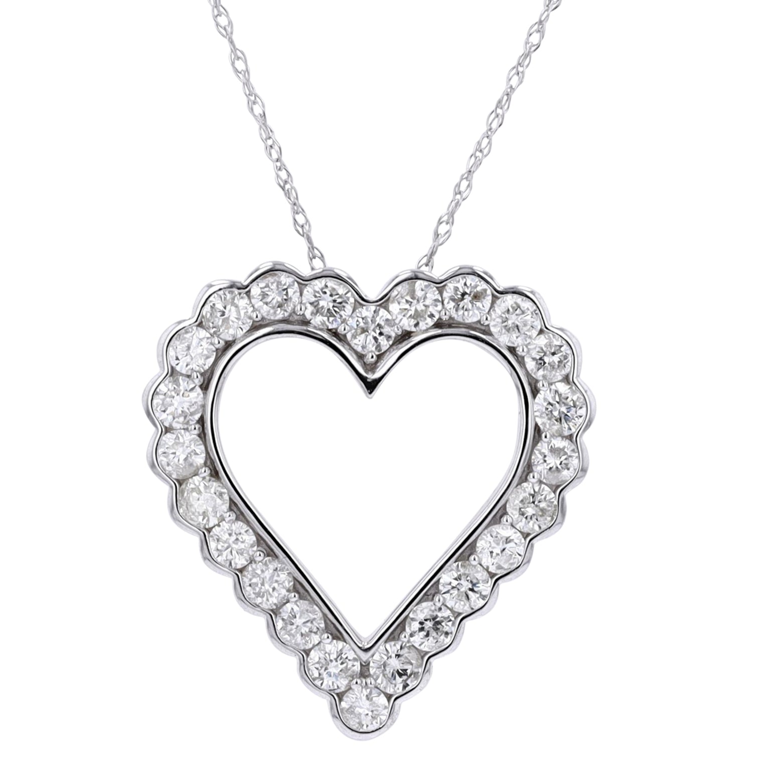 14K WG Diamond Heart Pendant