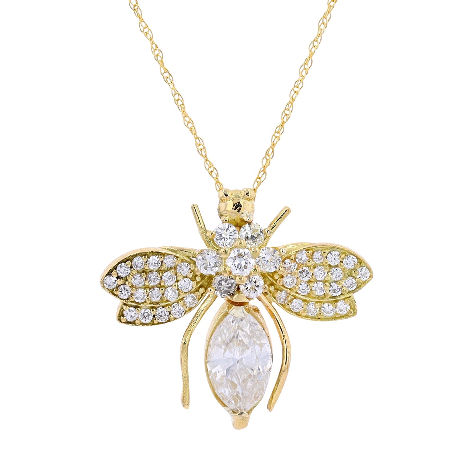 18K YG1 1/2 CT Diamond Wasp Pendant<p><strong>GIA Available</p></strong>