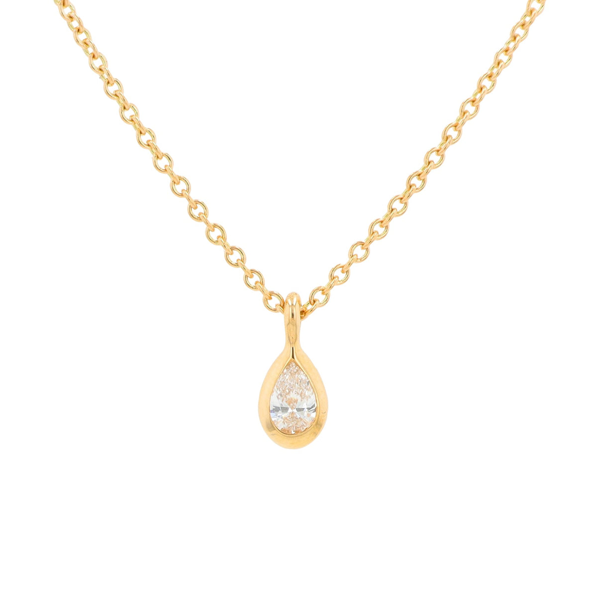 18K YG Tiffany & Co. .10 CT Solitaire Diamond Necklace
