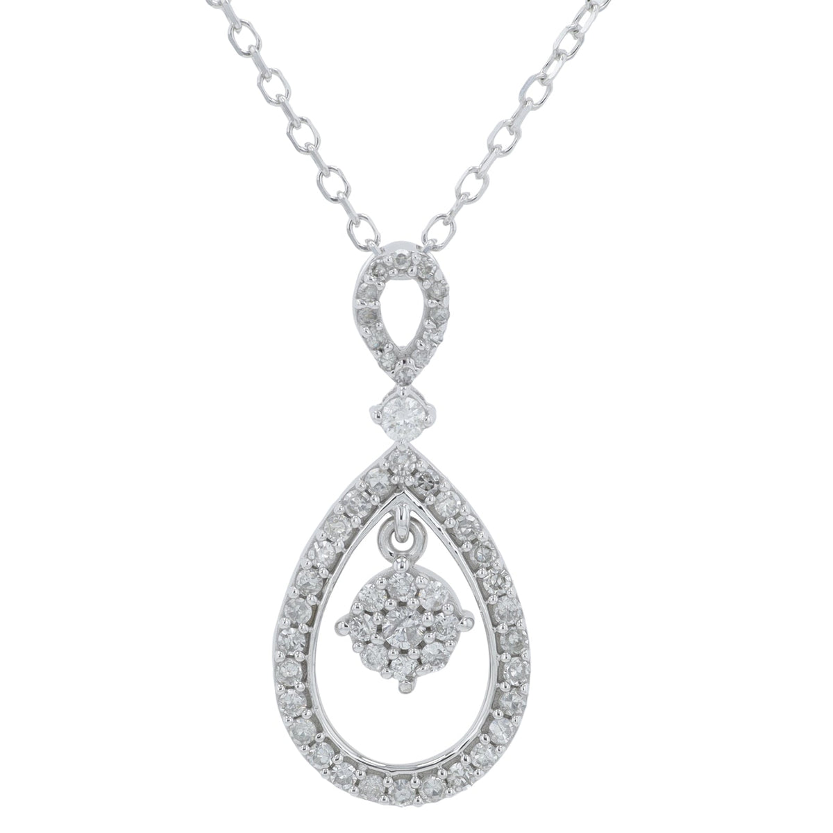 14K WG 0.35 CT Dancing Cluster Pendant