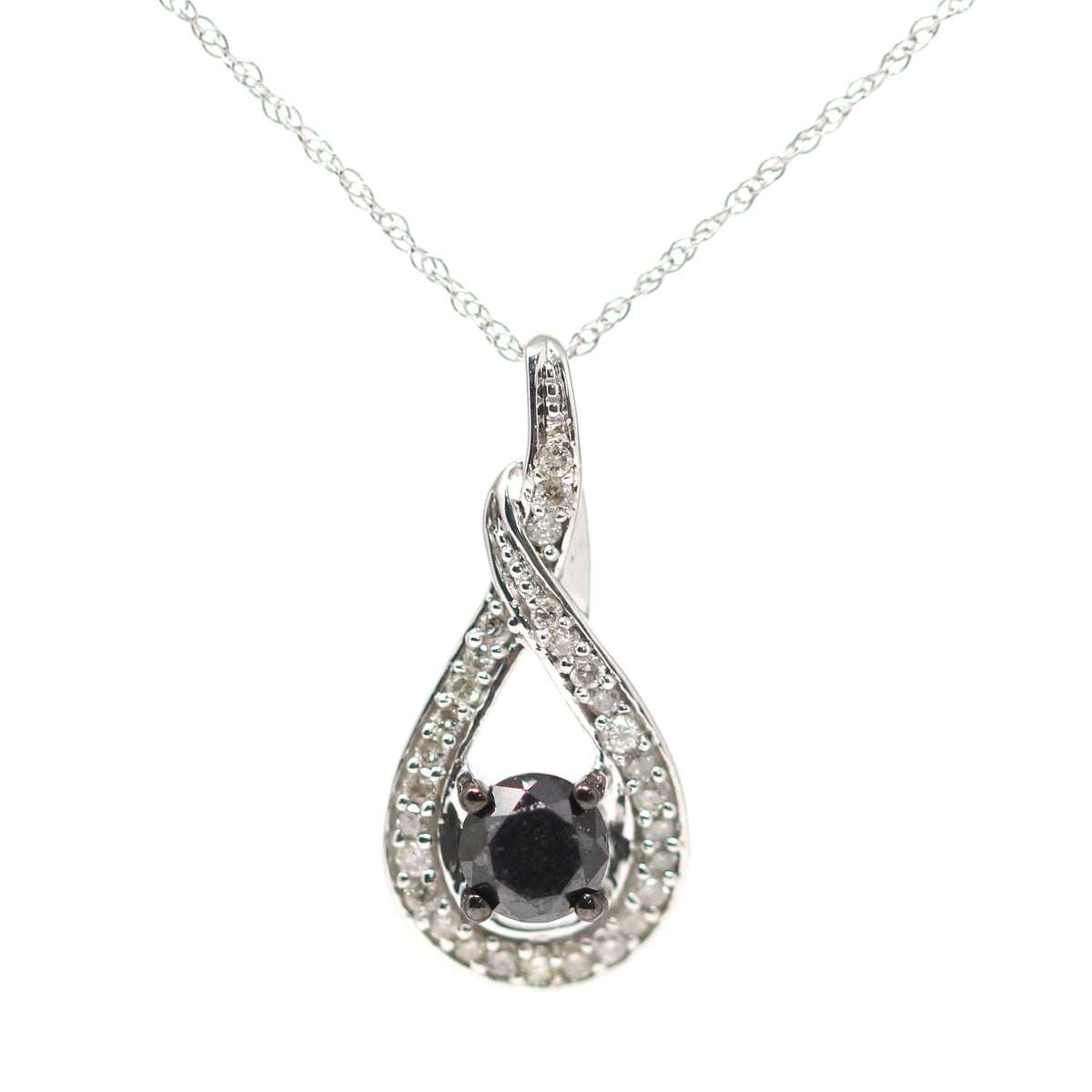 10K WG White & Black Diamond Pendant