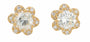 18K YG 2.03 CTR Diamond Flower Studs