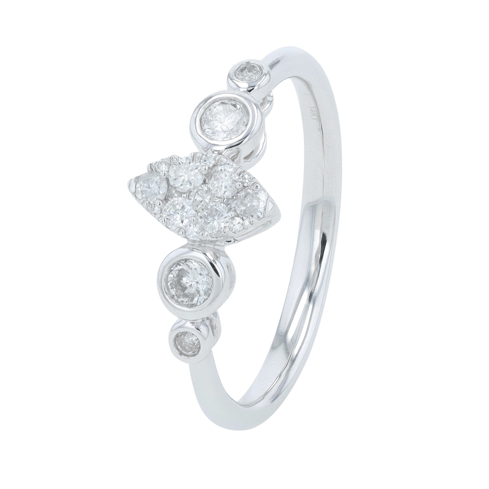14K WG 0.30 CT Diamond Marquis Cluster Ring