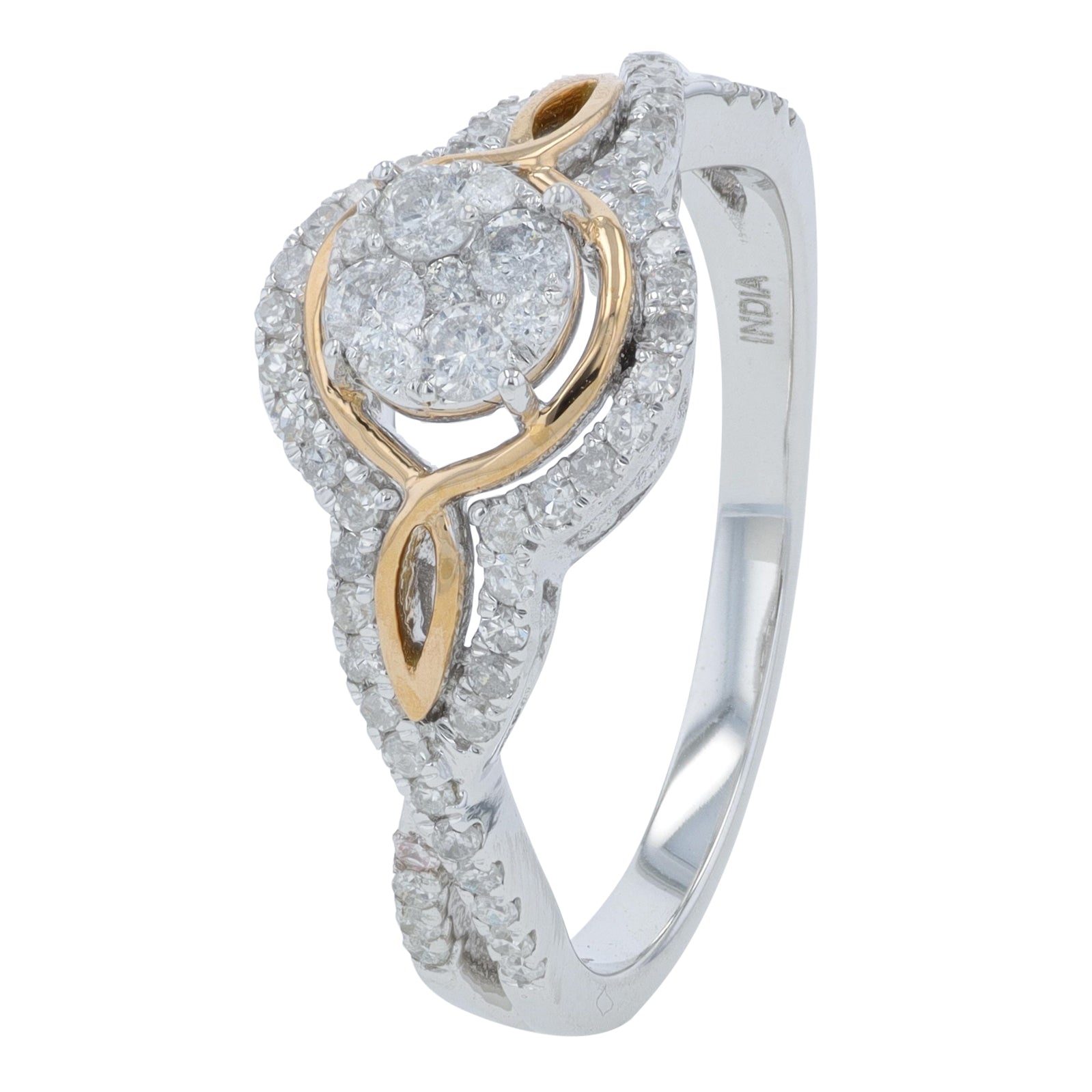 14K TT 1/2 CT Diamond Engagement Ring