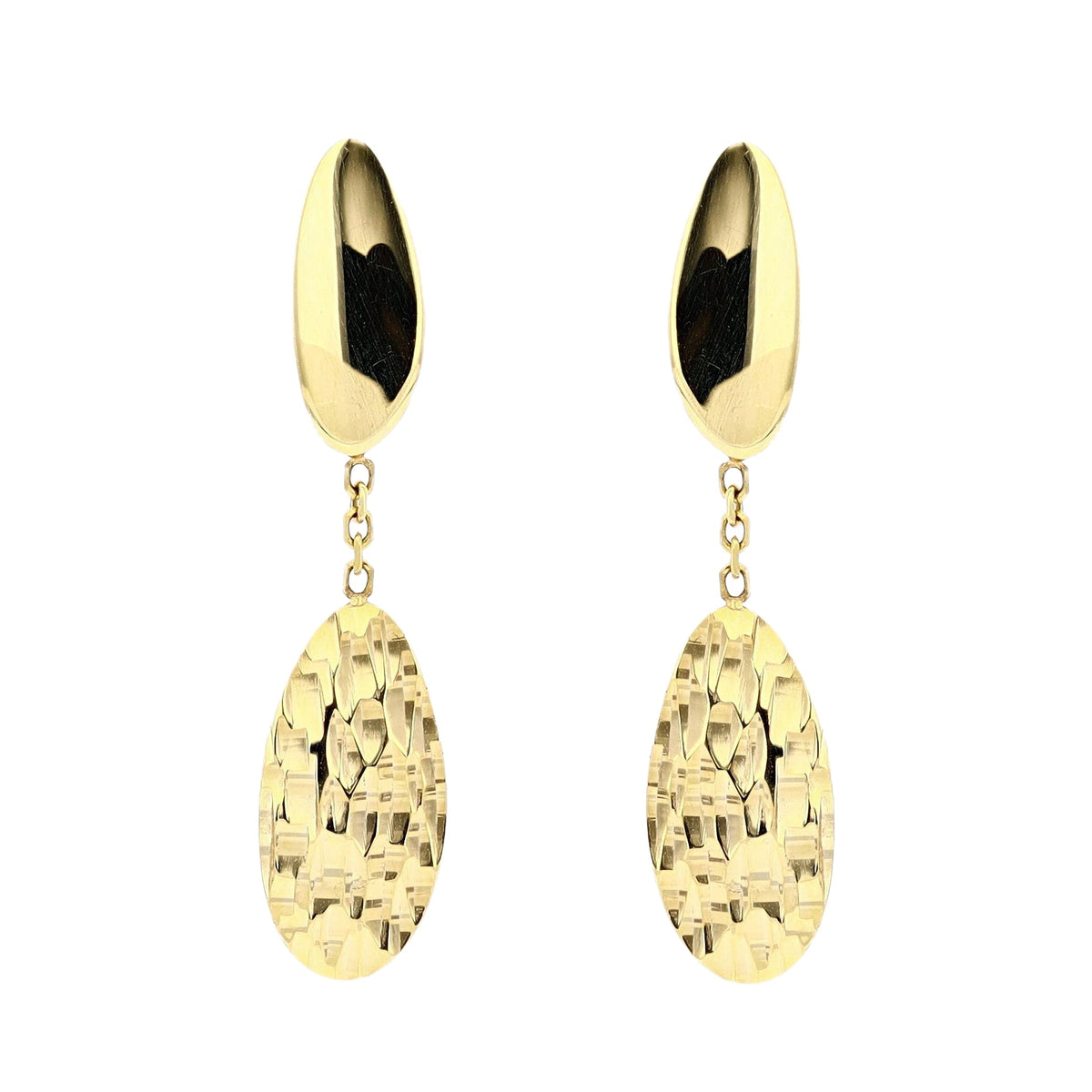 14K YG Hammered Dangle Earrings