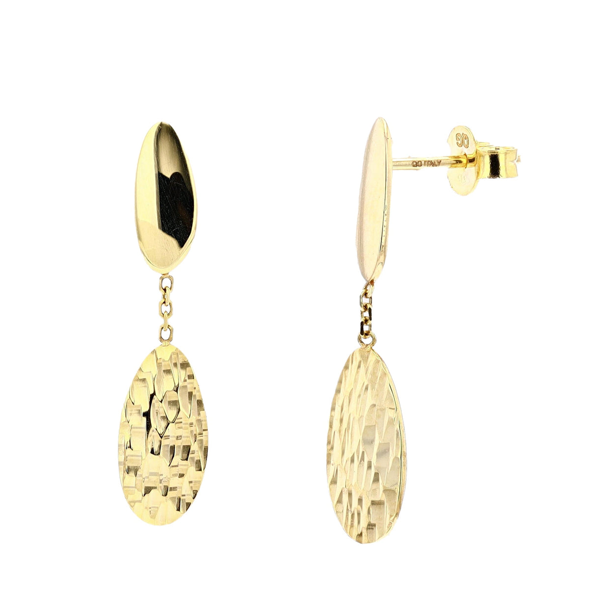 14K YG Hammered Dangle Earrings