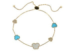 14K EFFY YG Turquoise & Mother of Pearl Bracelet