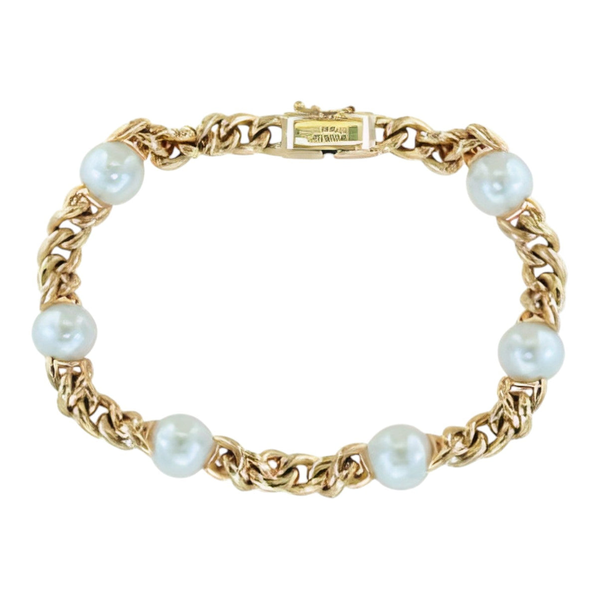 14K EFFY YG Fresh Water Pearl Chain Bracelet