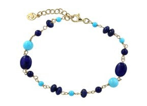 14K EFFY YG 14.20 CT Lapis & Turquoise Bracelet