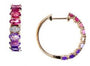 14K EFFY RG 3.30 CT Pink Tourmaline & Amethyst Hoops